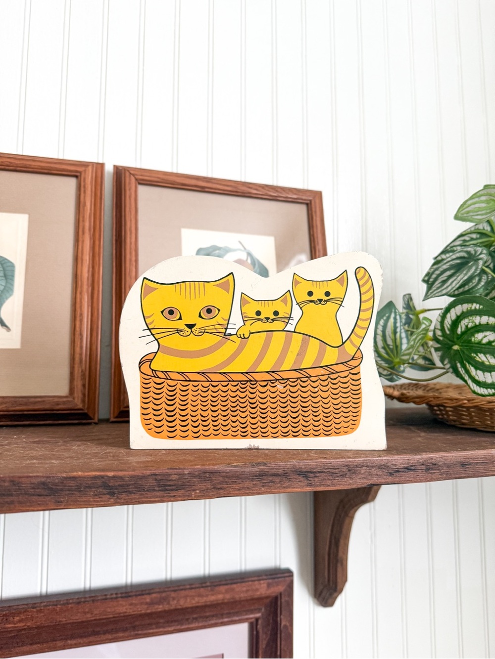 Vintage Wood Cat Jewelry Box